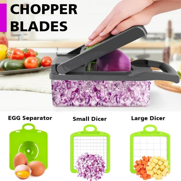 MAIPOR Gray Vegetable Chopper - 13.4" L, 4.5" W, 4.3" H - Picture 7 of 7